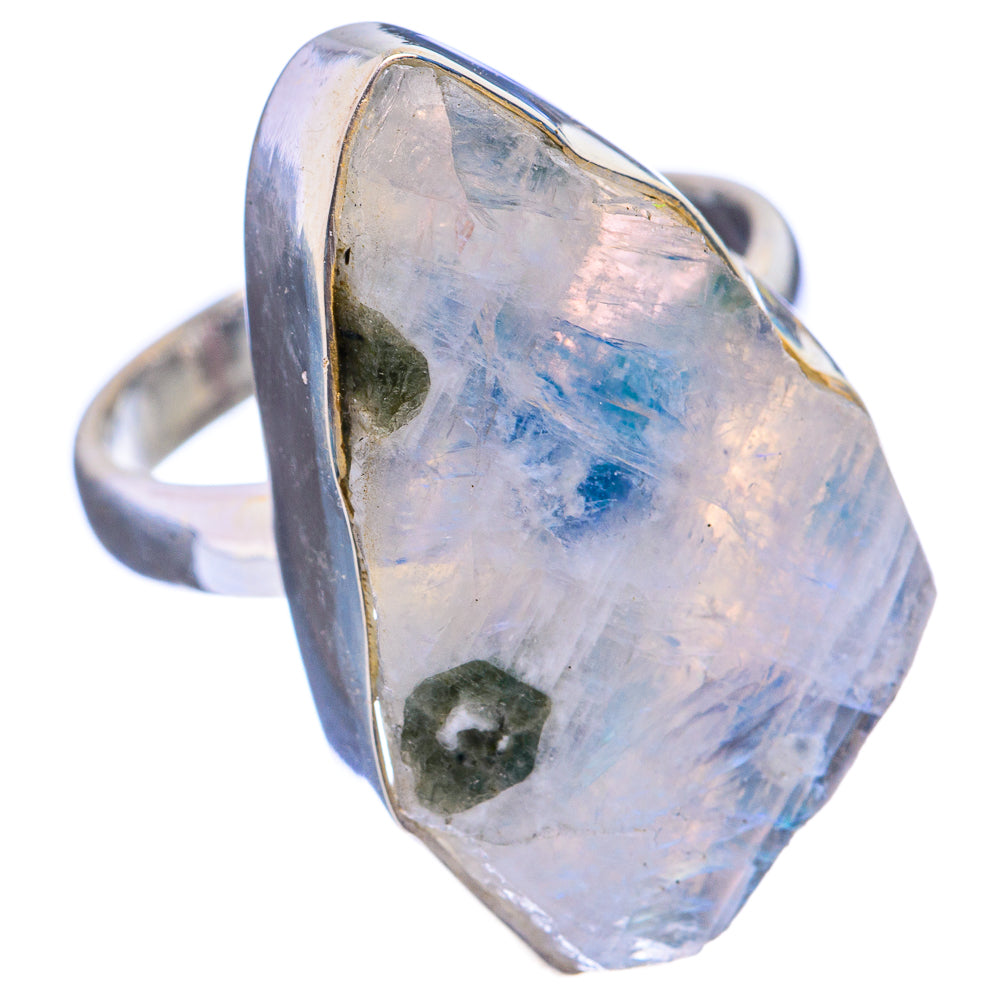 Large Raw Rainbow Moonstone Ring Size 9.25 (925 Sterling Silver) R142885