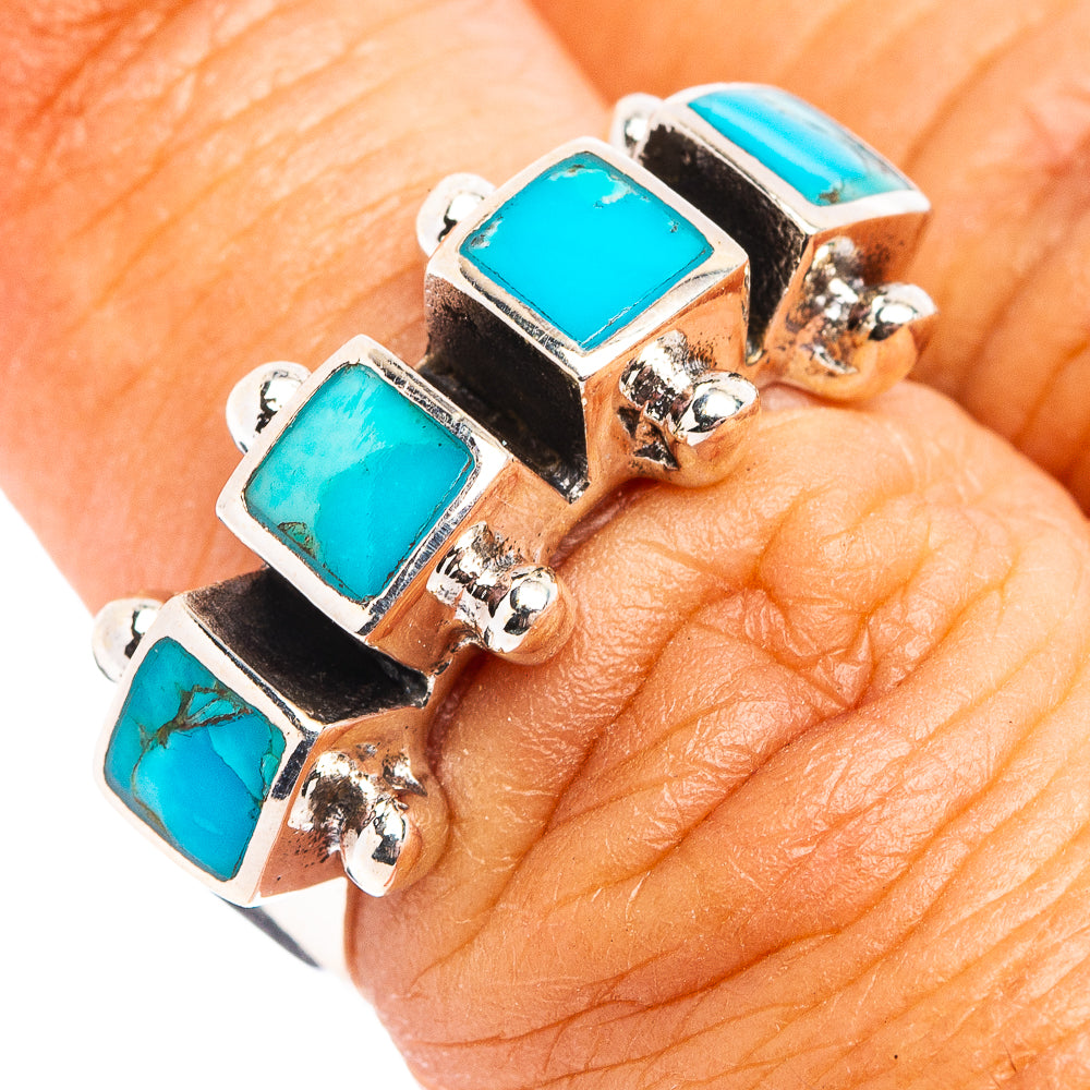 Native Style Mohave Turquoise Ring Size 6 (.925 Sterling Silver)