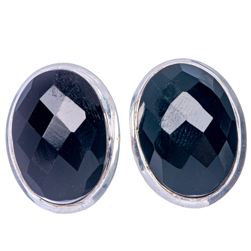 Black OnyEarrings 3/4" (925 Sterling Silver) E433159