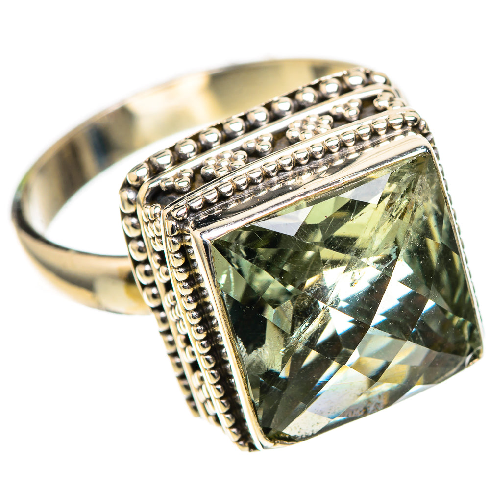 Faceted Green Amethyst Ring Size 9 (925 Sterling Silver) RING137819