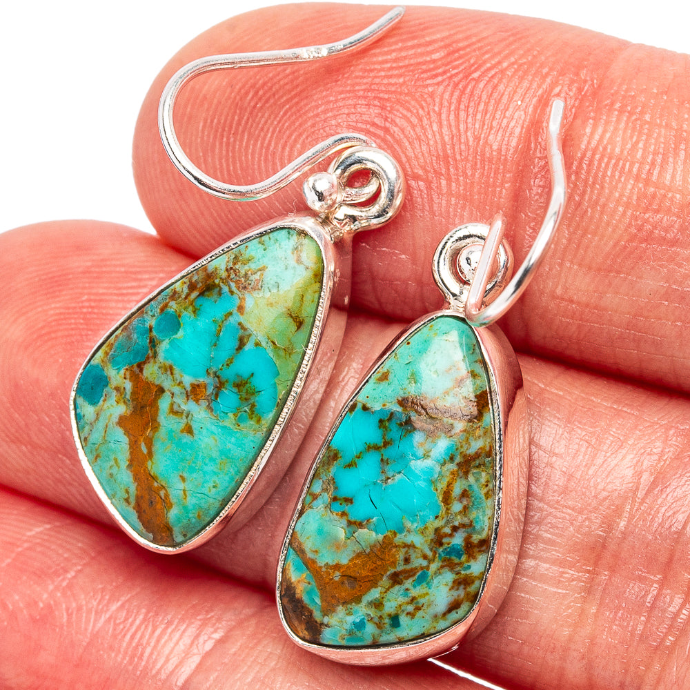 Mohave Turquoise Earrings 1 1/4" (.925 Sterling Silver)