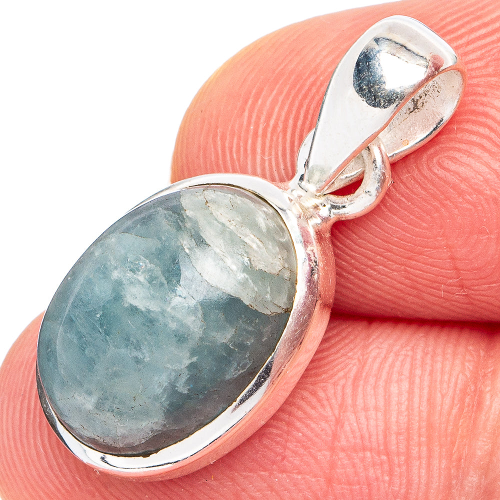 Aquamarine Pendant 1 1/8" (925 Sterling Silver) P45533