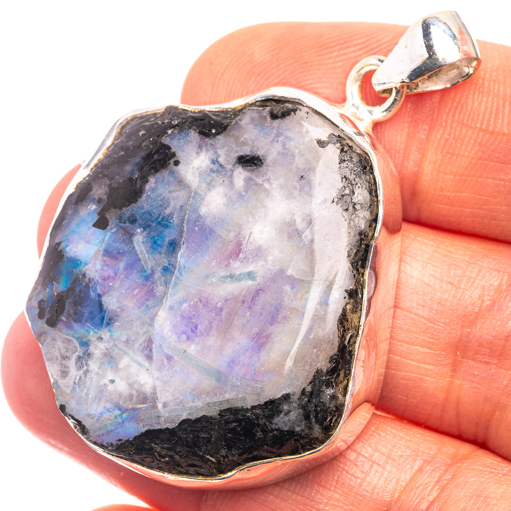 Rainbow Moonstone Pendant 1 3/4" (925 Sterling Silver) P38910