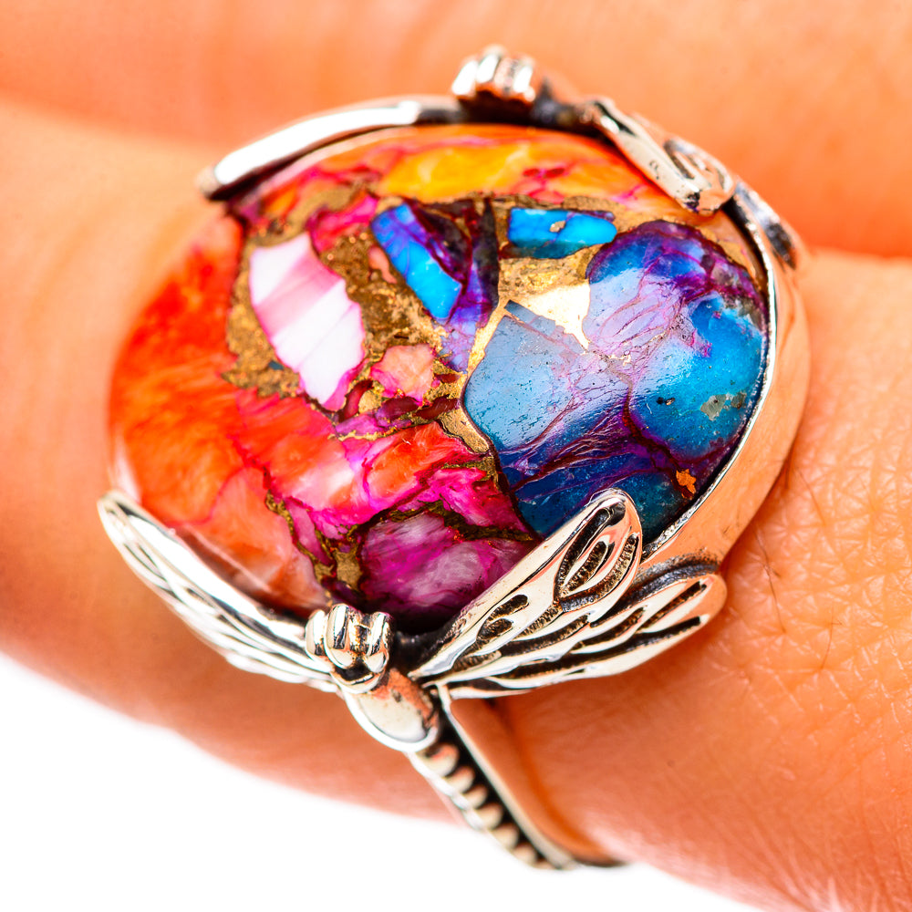 Kingman Pink Dahlia Turquoise Ring Size 8 (925 Sterling Silver) RING139222