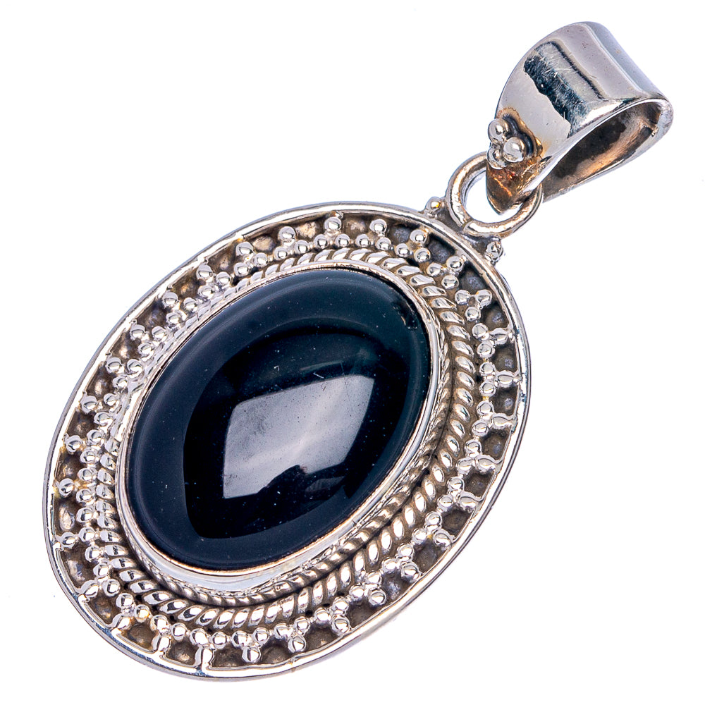Black Onyx 1 1/2" Pendant (925 Sterling Silver) P40010