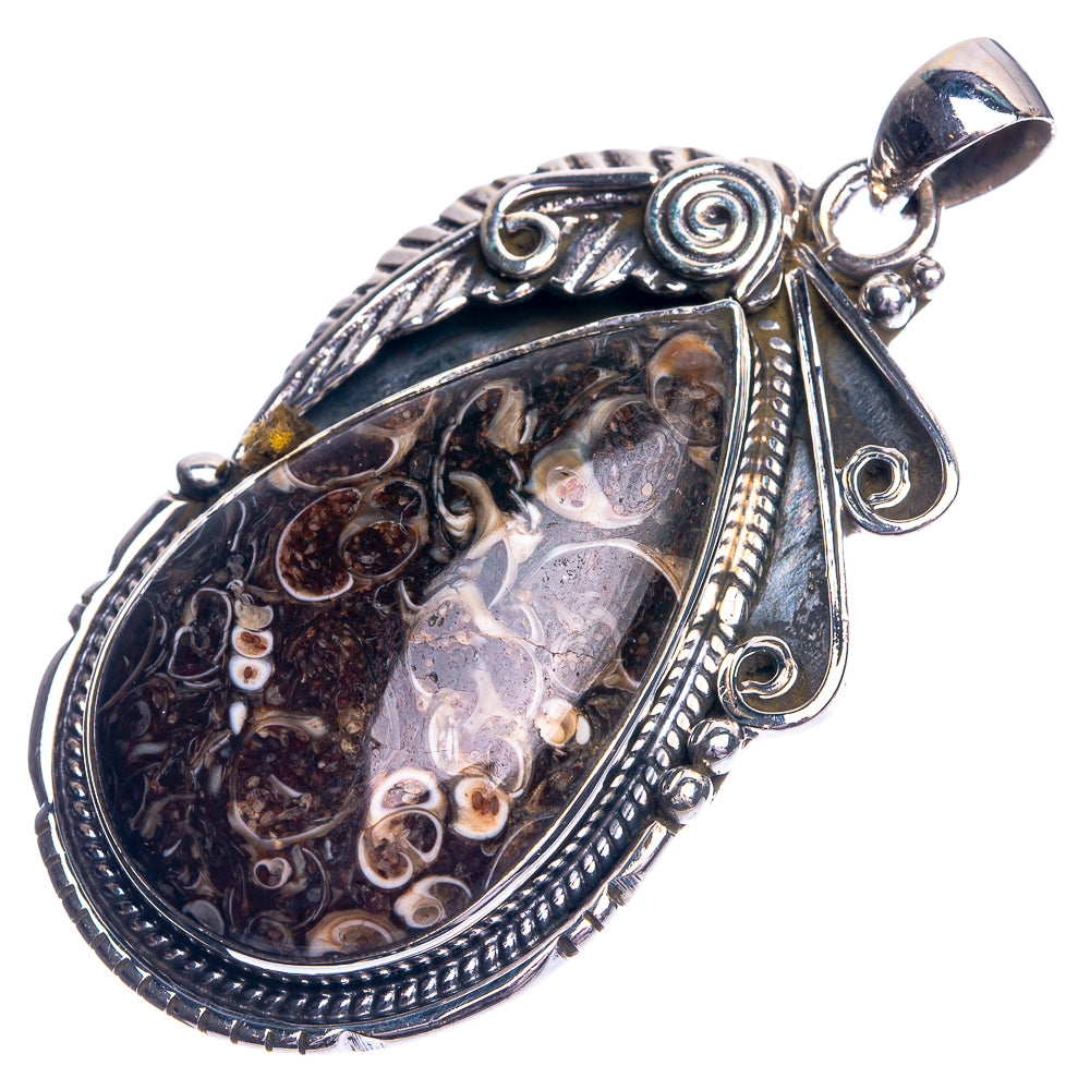 Turritella Agate Pendant 2" (925 Sterling Silver) P39196
