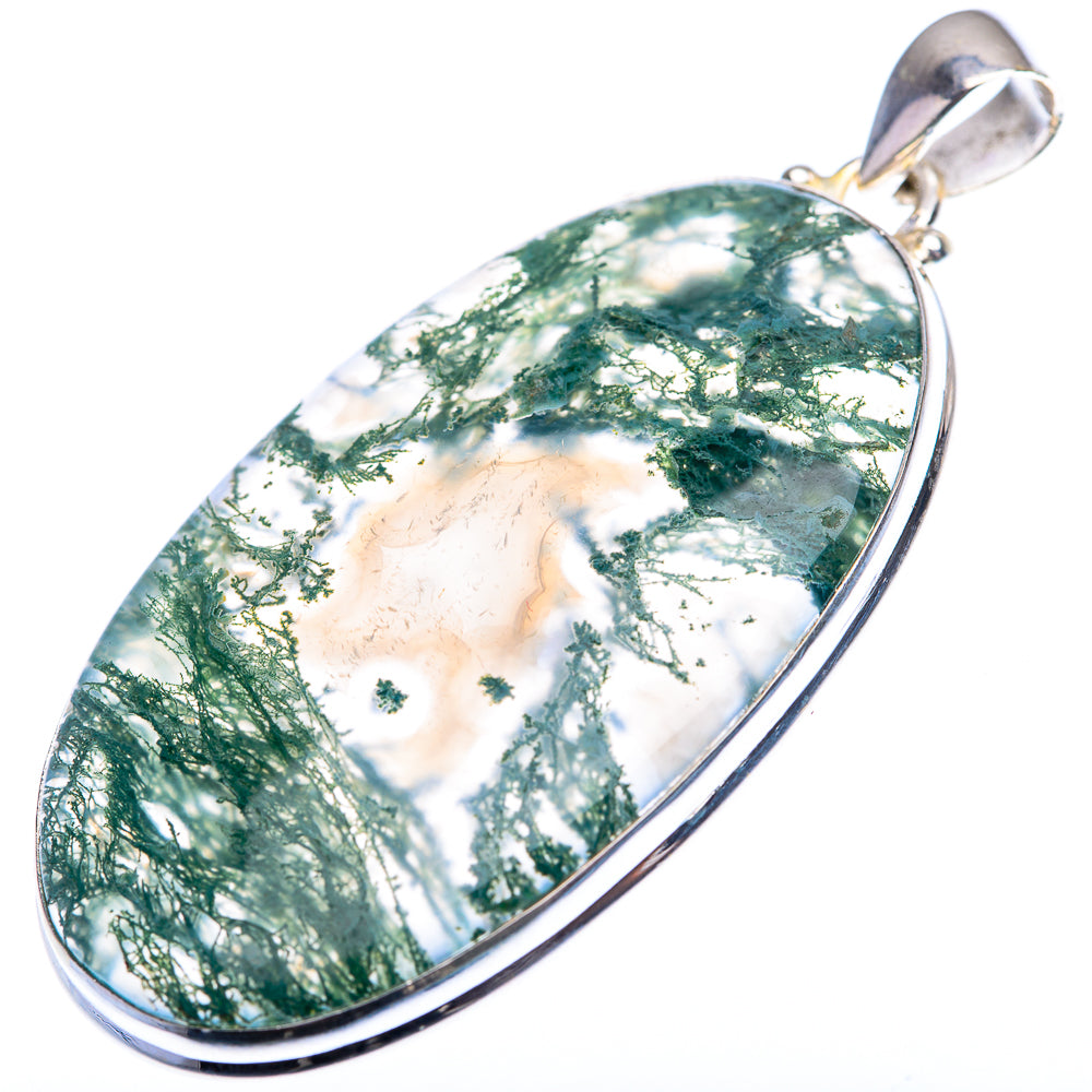 Green Moss Agate Pendant 2 1/4" (925 Sterling Silver) PD38484