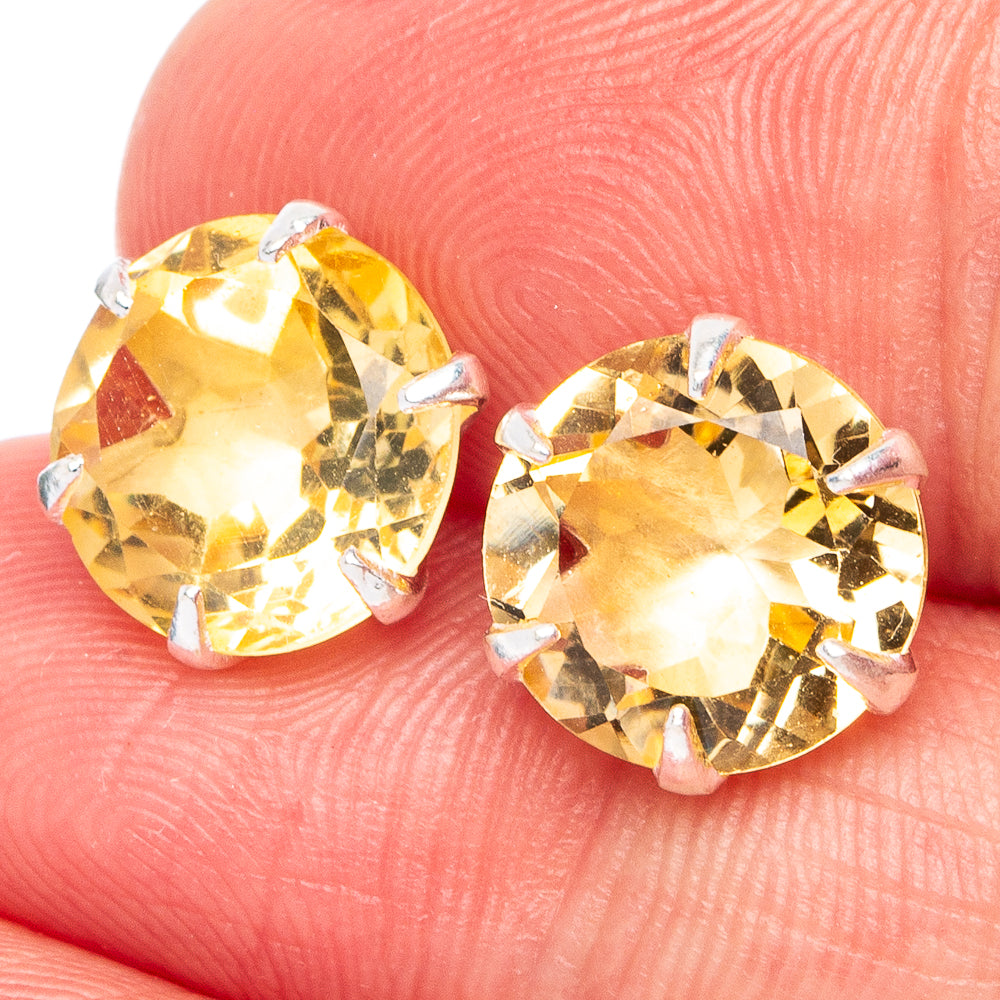 Dainty Citrine Earrings 3/8" (925 Sterling Silver) E2907