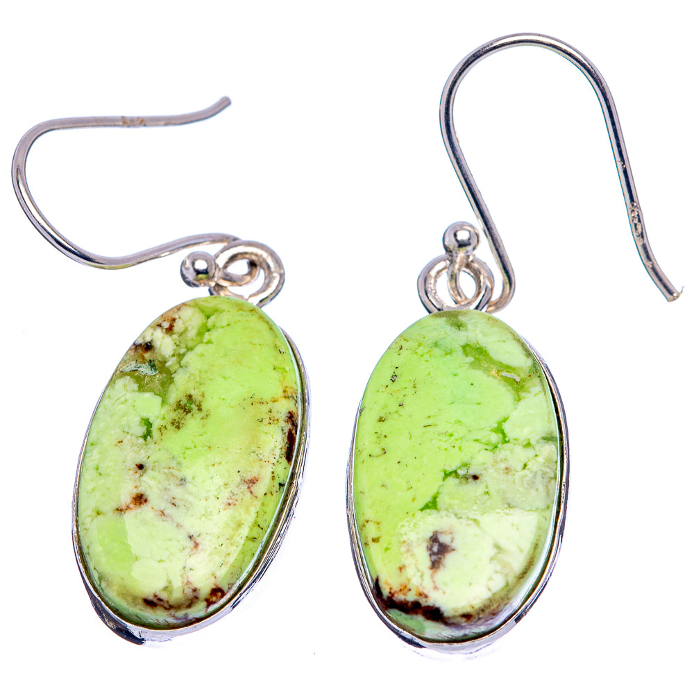 Lemon Chrysoprase Earrings 1 3/8" (.925 Sterling Silver)