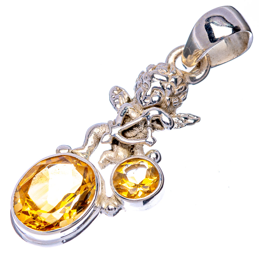 Faceted Citrine Angel Pendant 1 3/8" (925 Sterling Silver) P41055
