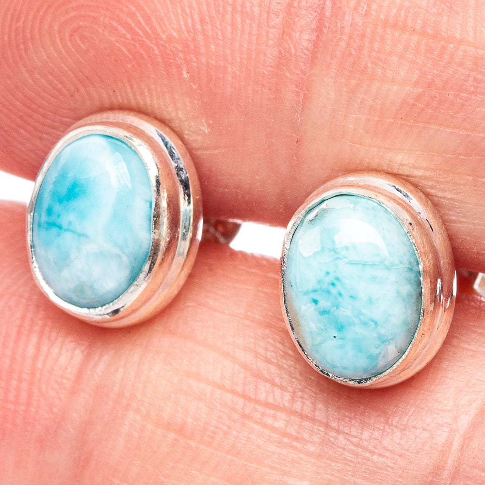 Rare Larimar Earrings 3/8" (925 Sterling Silver) E433342