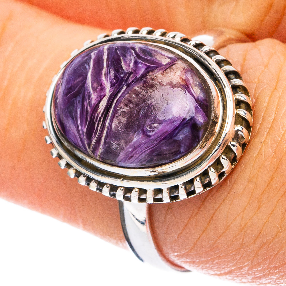 Charoite Ring Size 7.25 (925 Sterling Silver) R8235