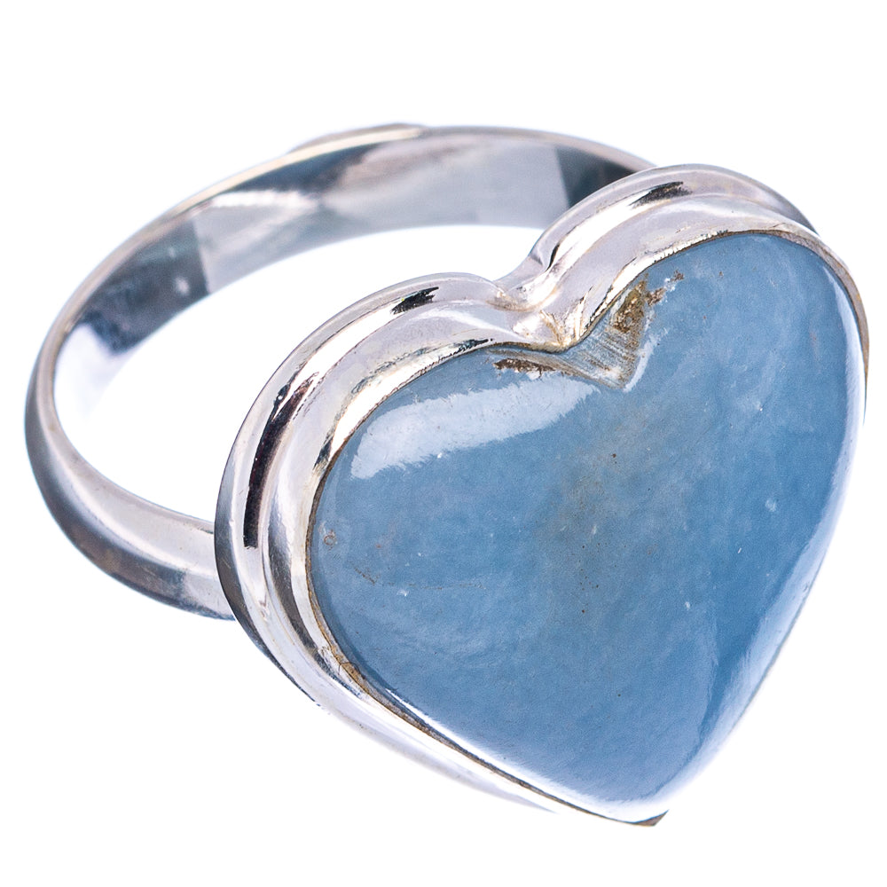 Angelite Heart Ring Size 8 (.925 Sterling Silver)