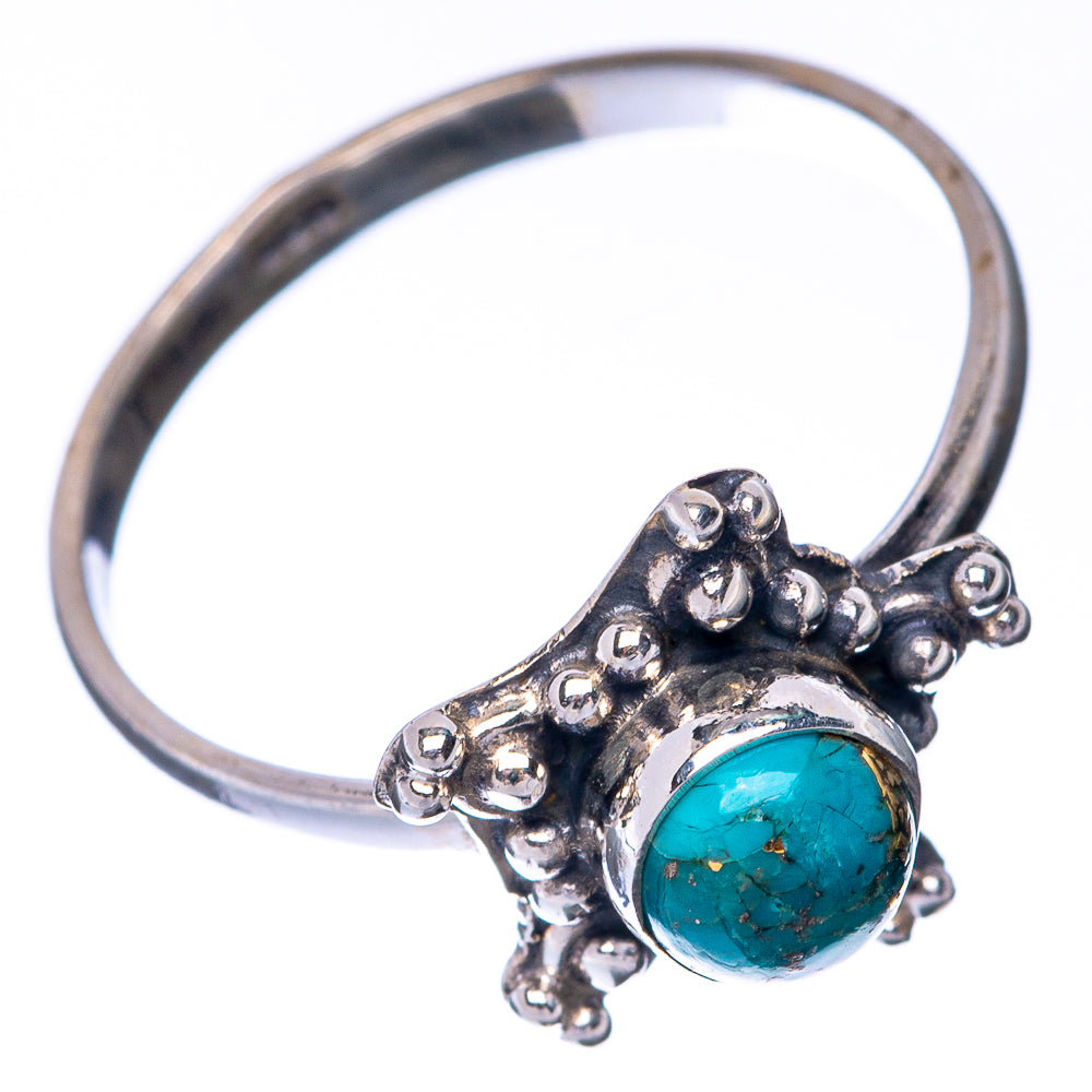 Blue Copper Composite Turquoise Dainty Ring Size 7 (925 Sterling Silver) R145240