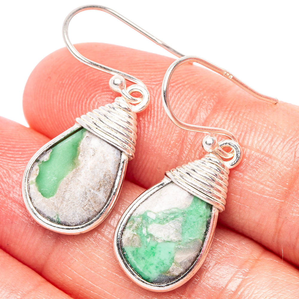 Variscite Earrings 1 1/4" (925 Sterling Silver) E2425
