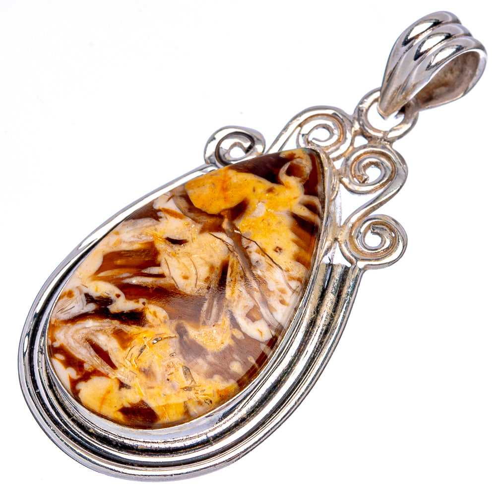 Peanut Wood Jasper Pendant 1 5/8" (925 Sterling Silver) P43521