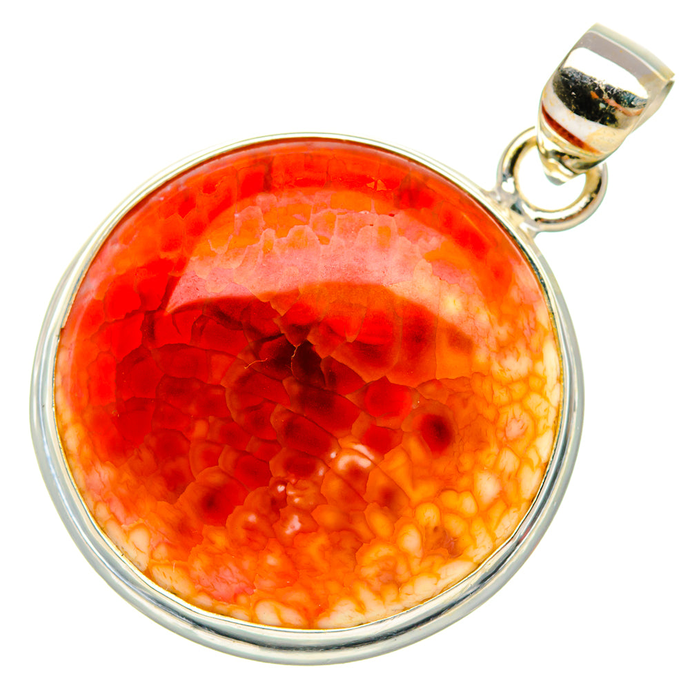 Fire Crab Agate Pendant 1 1/2" (925 Sterling Silver) PD38048