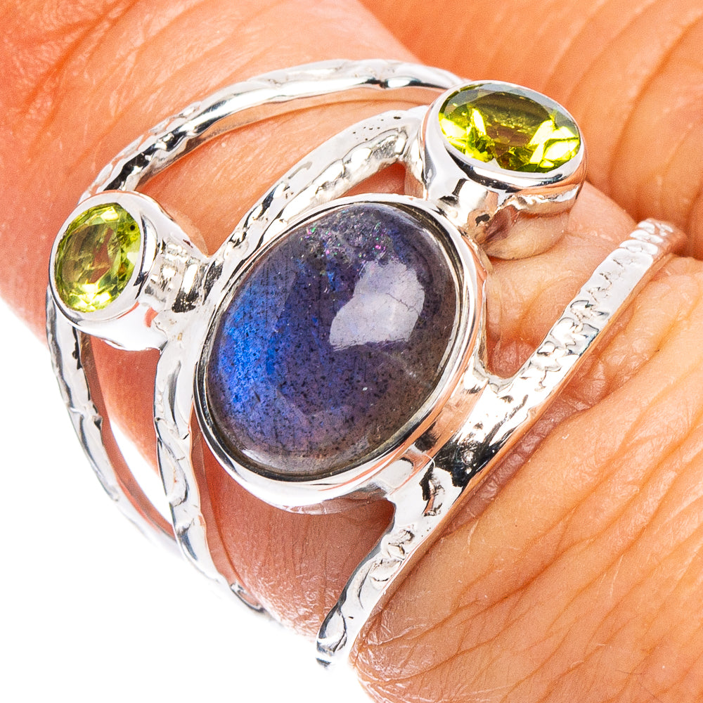 Labradorite, Peridot 925 Sterling Silver Premium Ring Size 6.75 (925 Sterling Silver) R6484