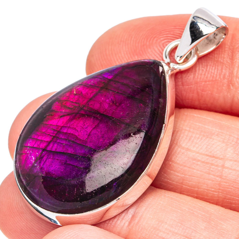 Purple Labradorite Pendant 1 5/8" (925 Sterling Silver) P45118