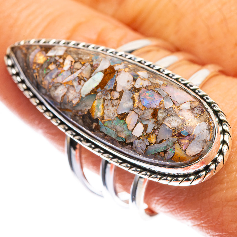 Large Copper Composite Rainbow Moonstone Ring Size 9.75 (925 Sterling Silver) RING143480
