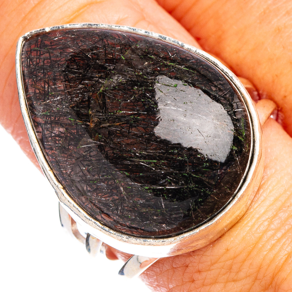Tourmalinated Quartz Ring Size 9 (.925 Sterling Silver)