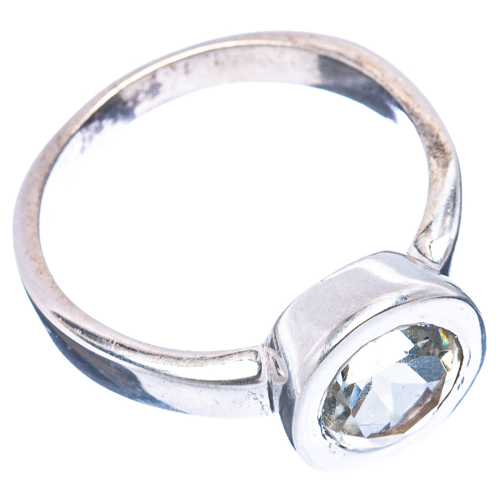 (Classic Series) Green Amethyst Ring Size 7.75 (.925 Sterling Silver)