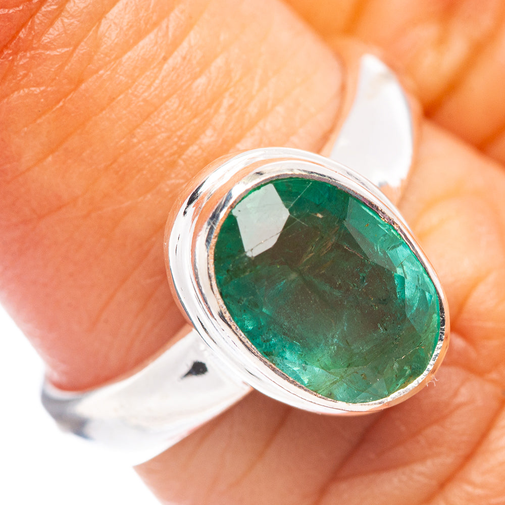 Rare Premium Faceted Zambian Emerald Ring Size 6 (.925 Sterling Silver)