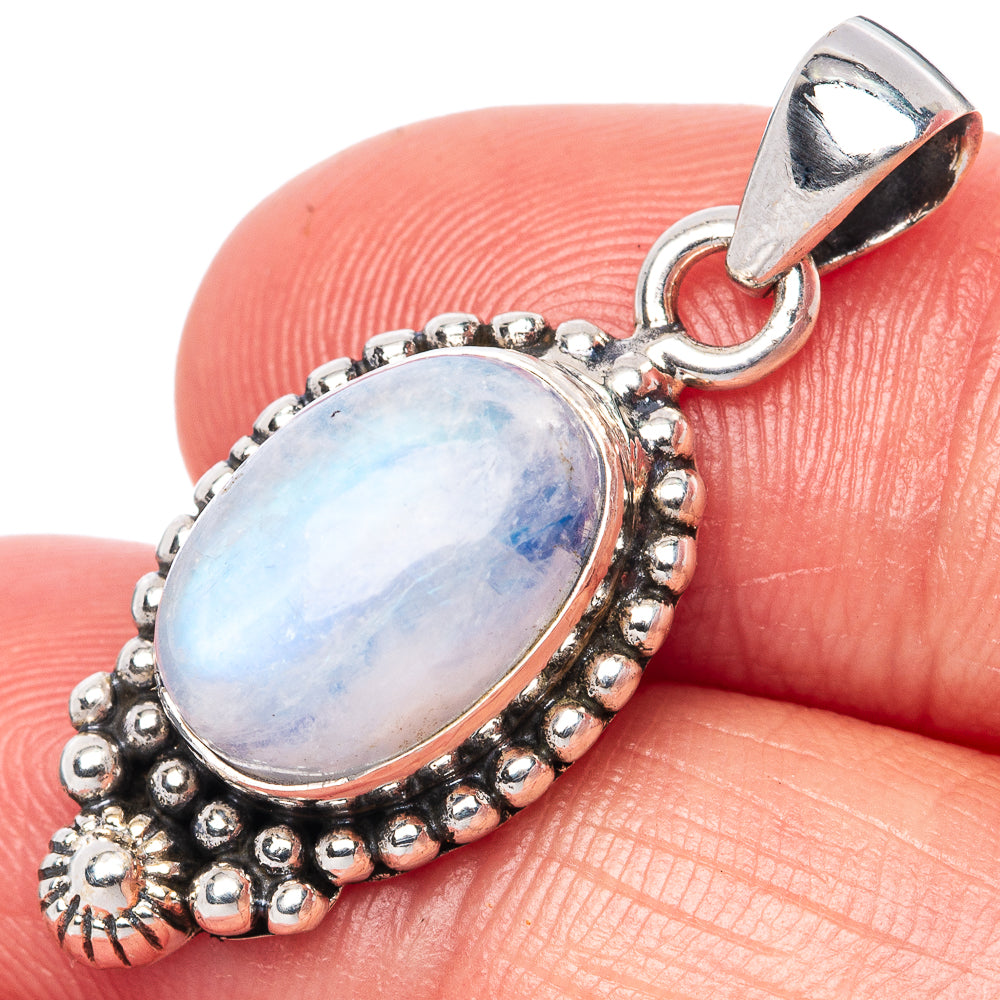 Rainbow Moonstone Pendant 1 1/4" (925 Sterling Silver) P42473