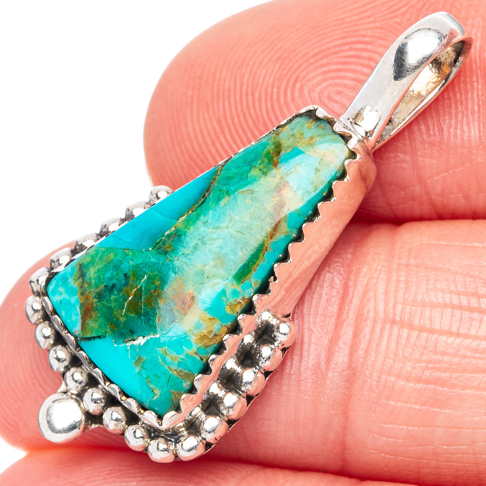 Rare Arizona Turquoise Pendant 1 1/4" (925 Sterling Silver) P42235
