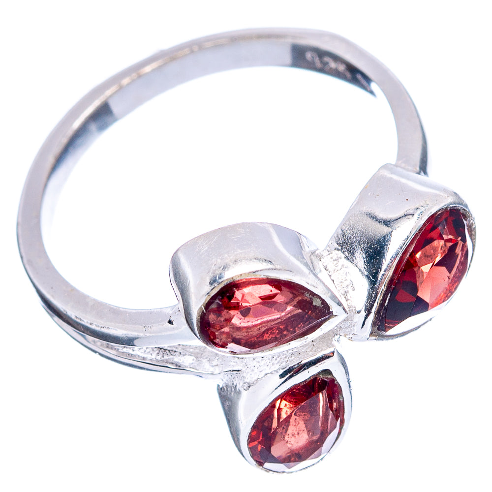 Garnet Dainty Ring Size 6.5 (.925 Sterling Silver)