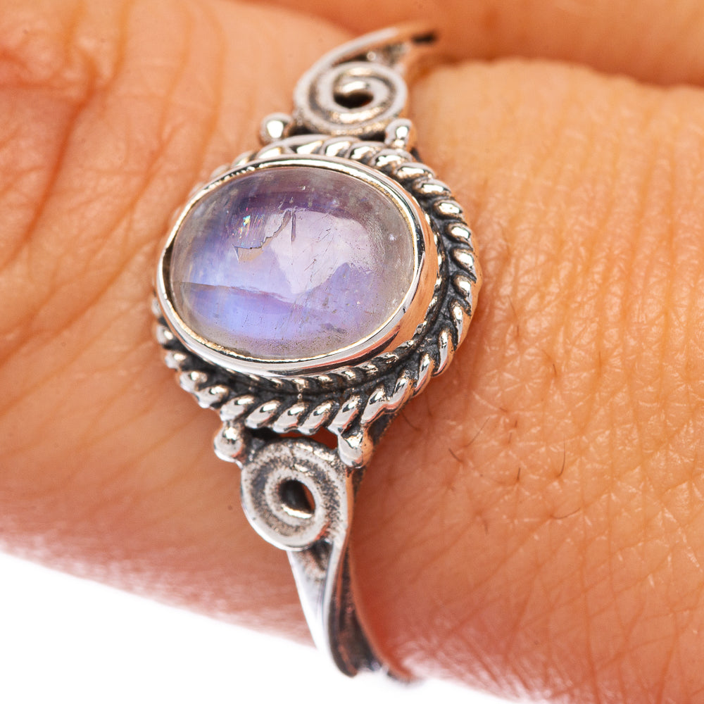 Rainbow Moonstone Dainty Ring Size 9 (925 Sterling Silver) R145284