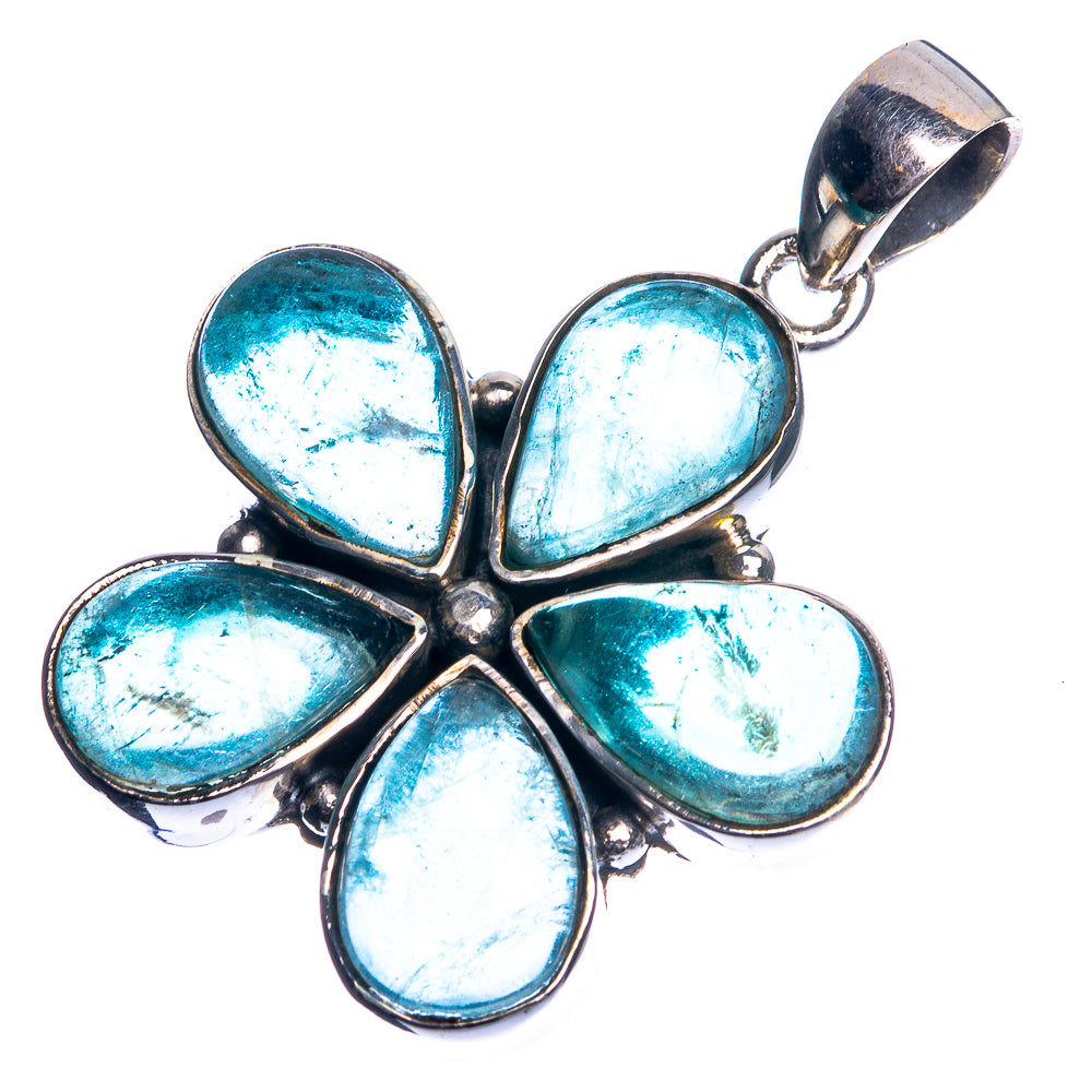 Blue Fluorite 925 Sterling Silver Pendant 1 1/2"