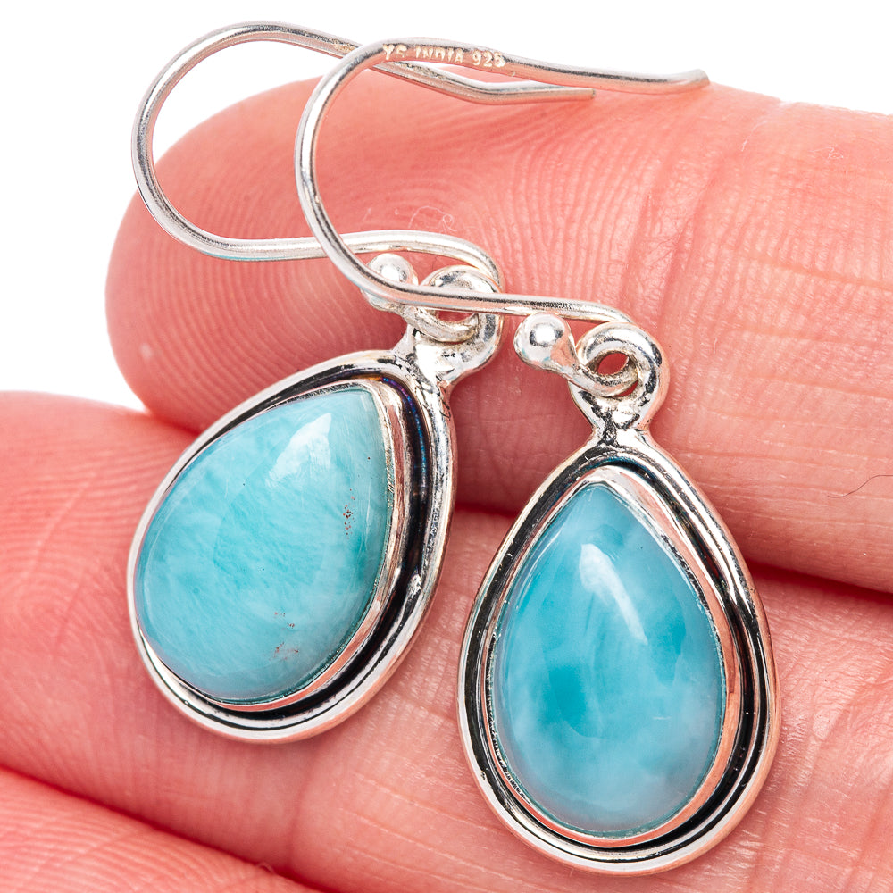 Rare Larimar Earrings 1 1/4" (925 Sterling Silver) E433296