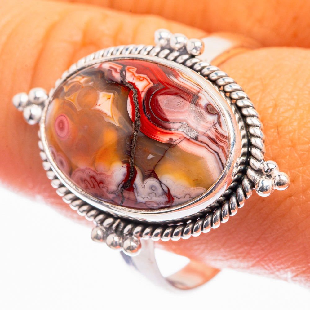Crazy Lace Agate Ring Size 11.5 (925 Sterling Silver) R142103