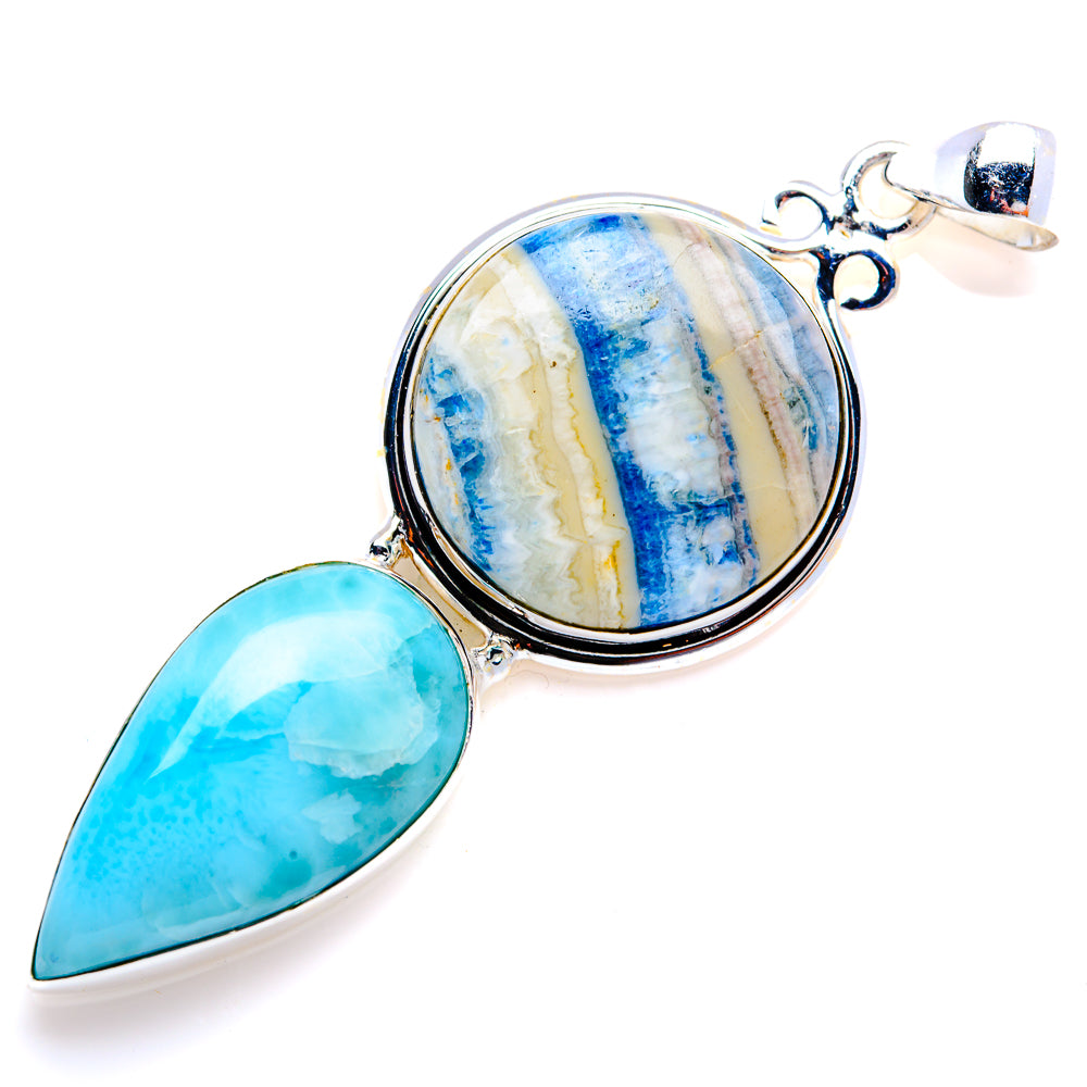 Blue Scheelite, Larimar Pendant 2 5/8" (925 Sterling Silver) PD38138