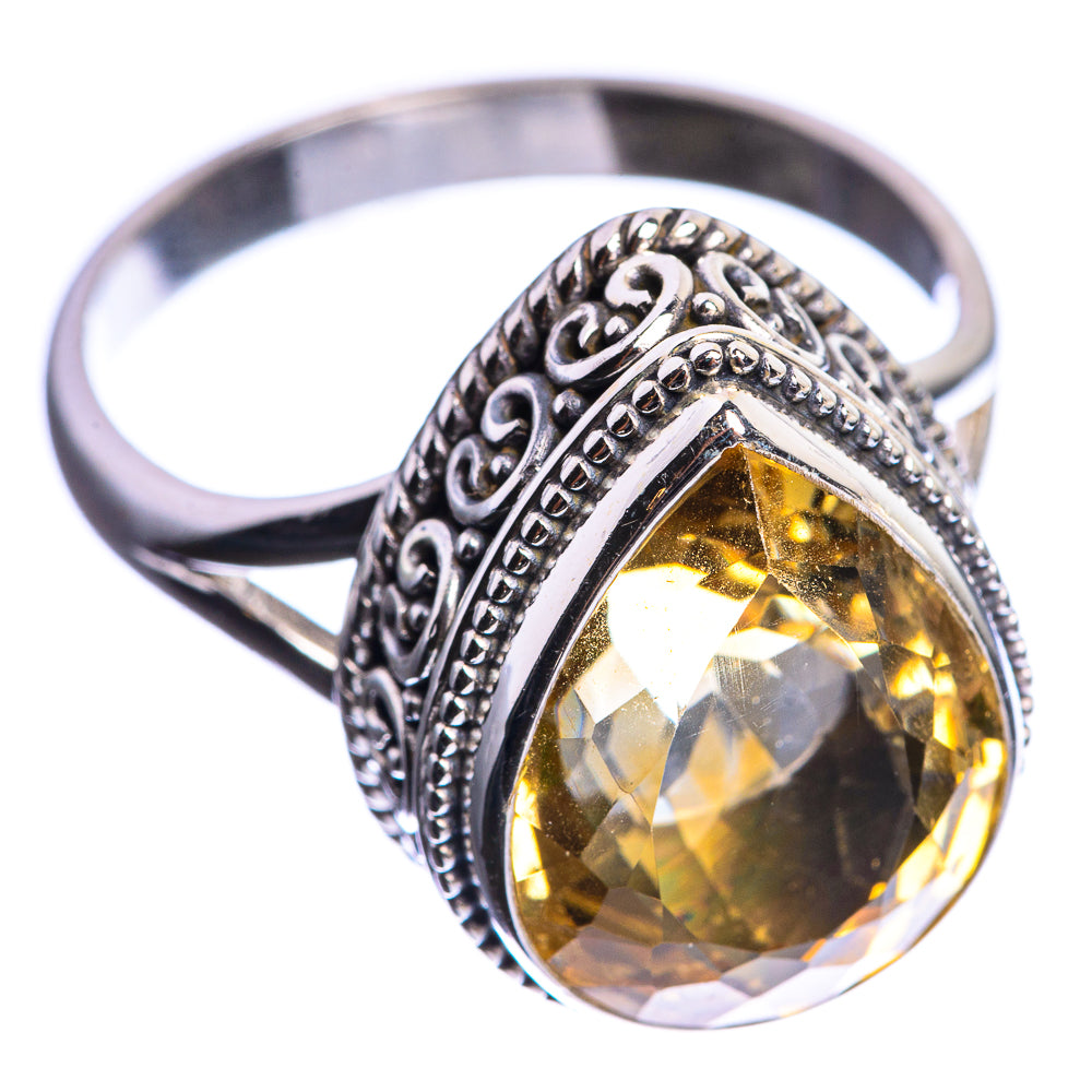 Faceted Citrine 925 Sterling Silver Ring Size 11.75
