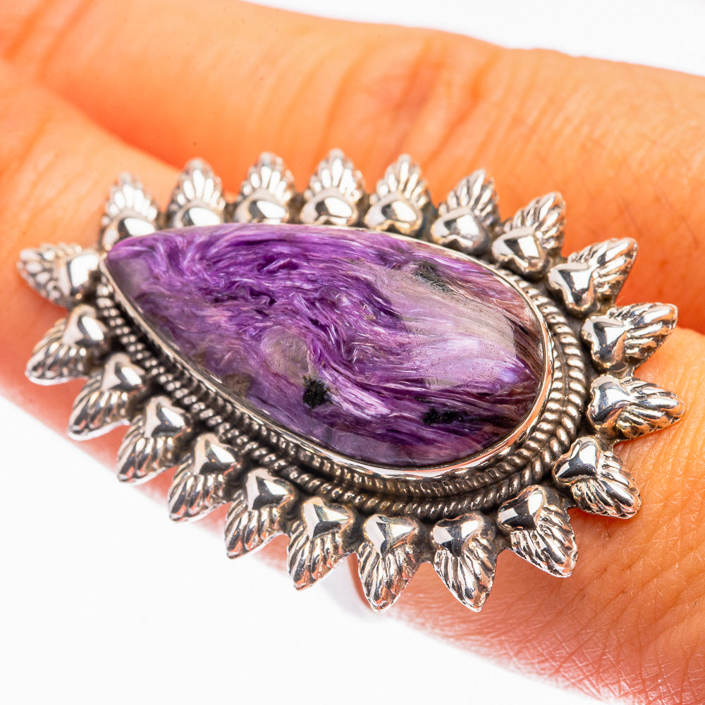 Large Charoite Ring Size 8 (925 Sterling Silver) R142185