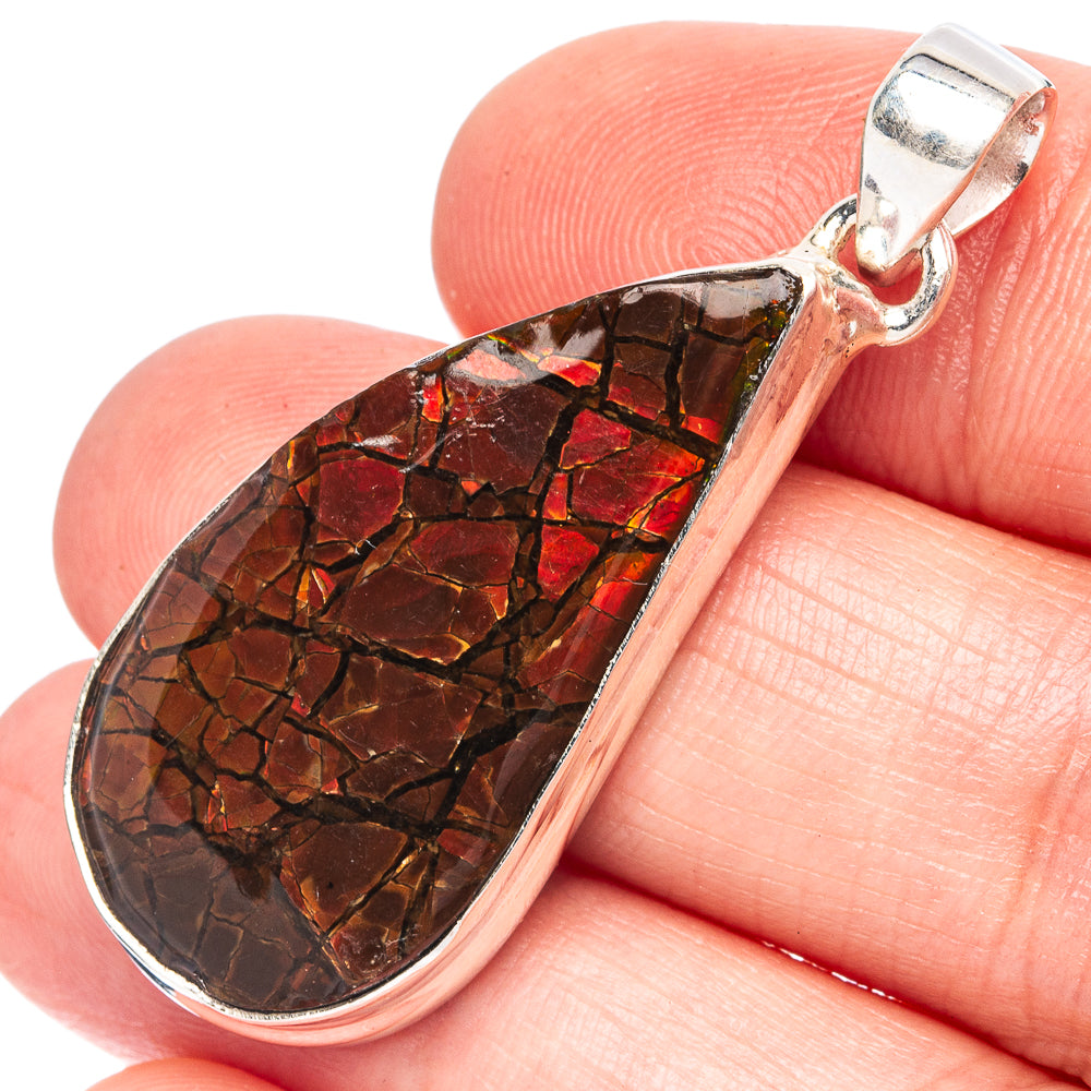 Rare Ammolite Pendant 1 3/4" (925 Sterling Silver) P43465