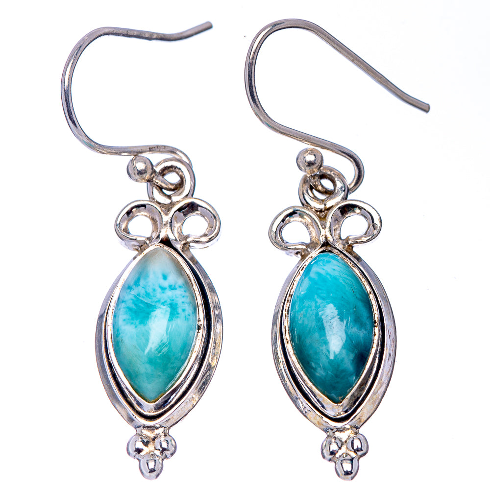 Rare Larimar Earrings 1 3/8" (.925 Sterling Silver)