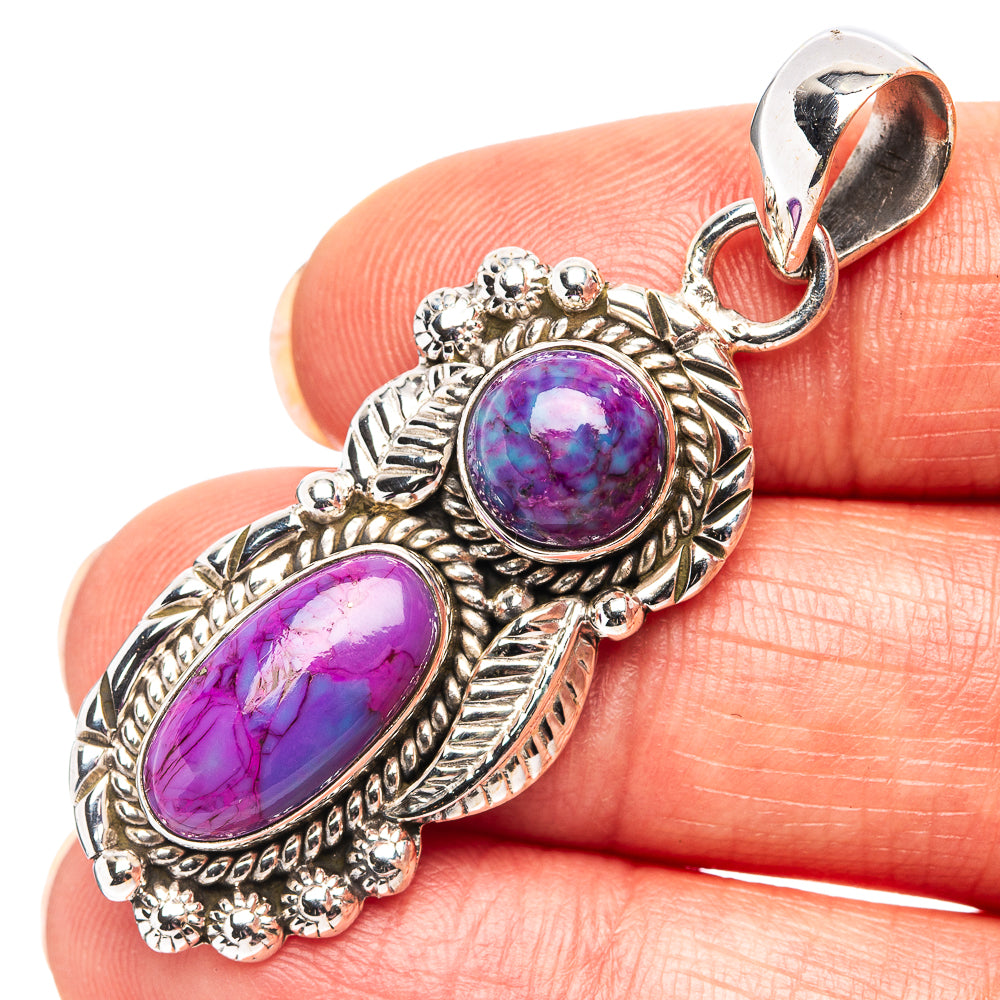 Native Style Purple Mohave Turquoise Pendant 1 7/8" (.925 Sterling Silver)