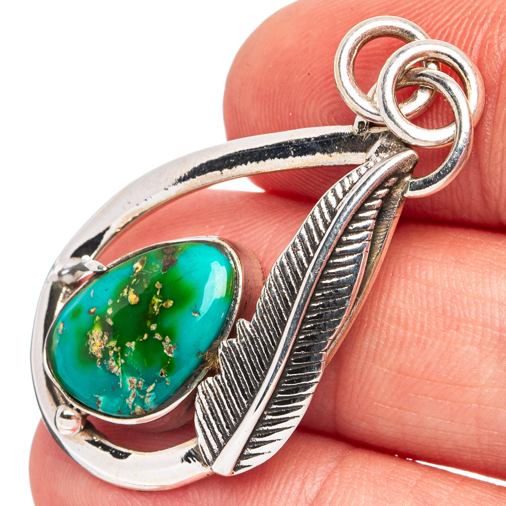 Rare Sonoran Gold Turquoise Pendant 1 5/8" (925 Sterling Silver) P45102