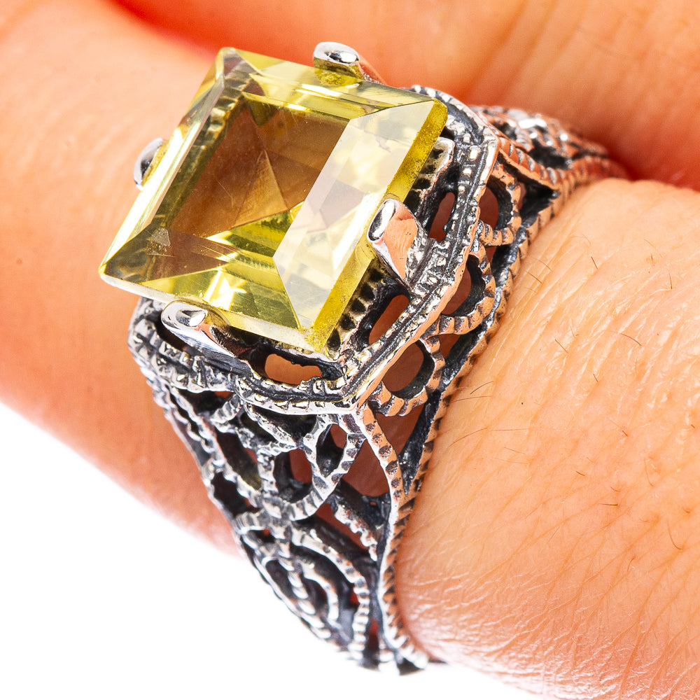 Lemon Quartz Ring Size 7.75 (925 Sterling Silver) R2517