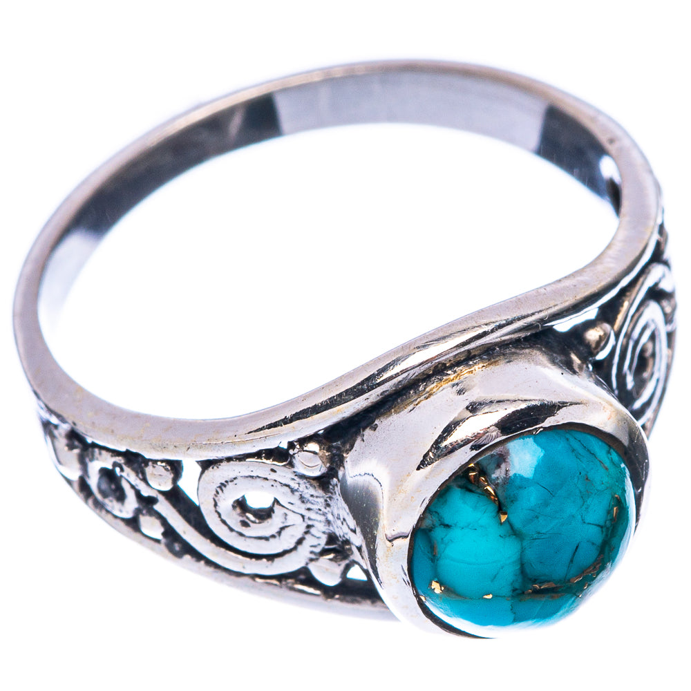 Blue Copper Composite Turquoise 925 Sterling Silver Ring Size 6.75 (925 Sterling Silver) R5359