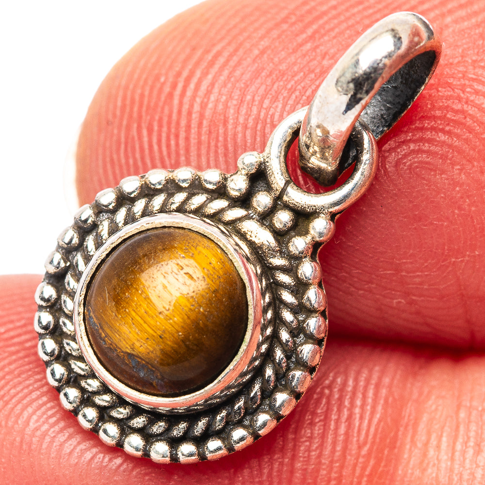 Dainty Tiger's Eye Pendant 7/8" (.925 Sterling Silver)