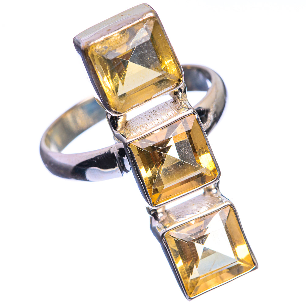 Large Faceted Citrine 925 Sterling Silver Ring Size 9.75