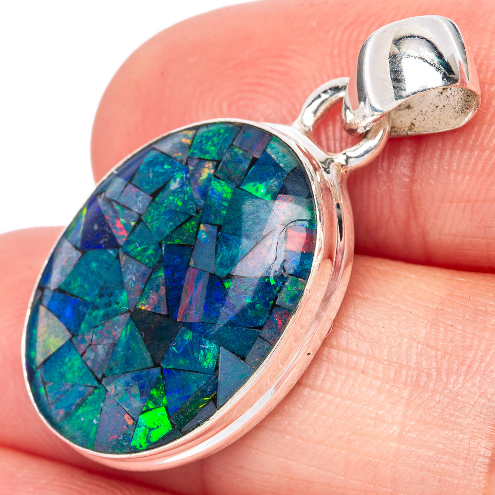 Rare Triplet Opal Pendant 1 1/4" (925 Sterling Silver) P41355
