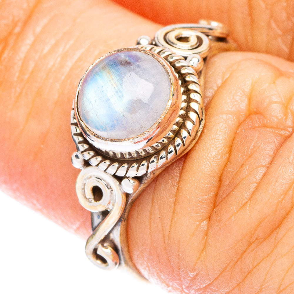 Rainbow Moonstone Dainty Ring Size 5.75 (925 Sterling Silver) R146883