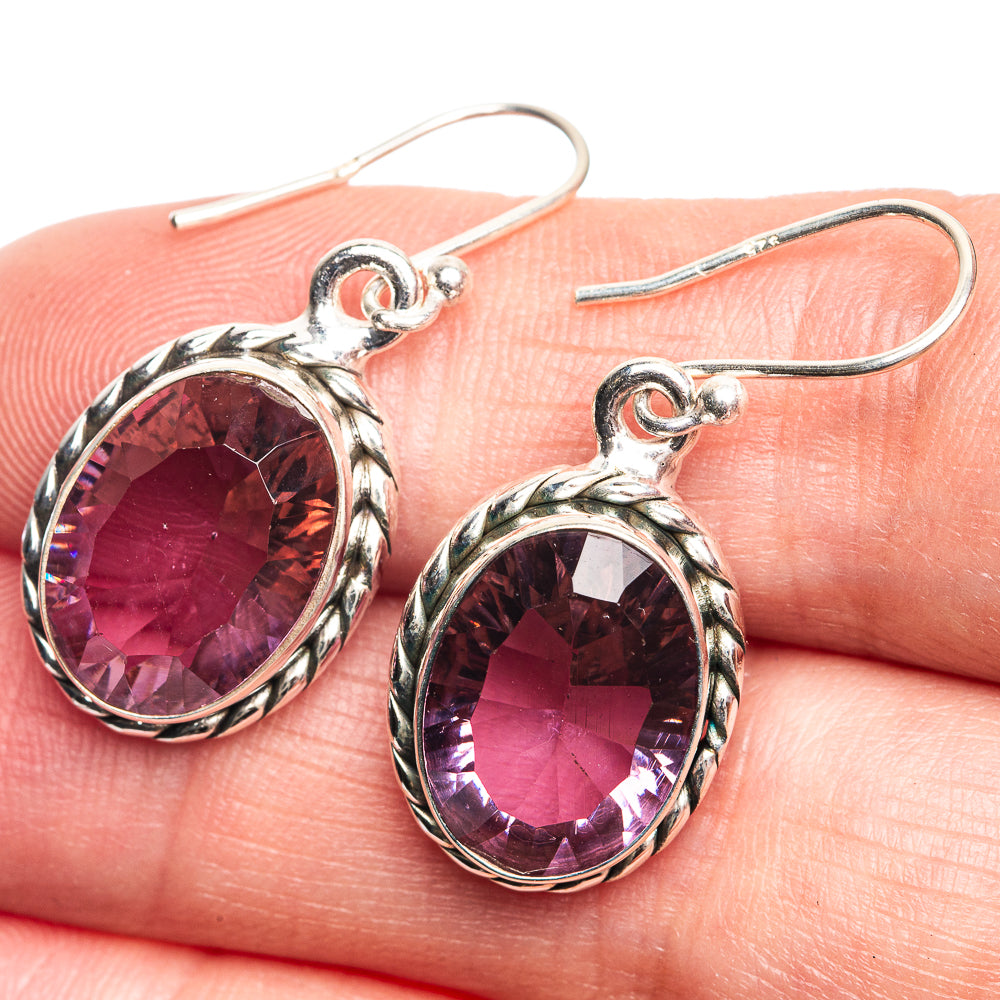 Faceted Color Change Alexandrite (Lab.) Earrings 1 3/8" (925 Sterling Silver) E432626