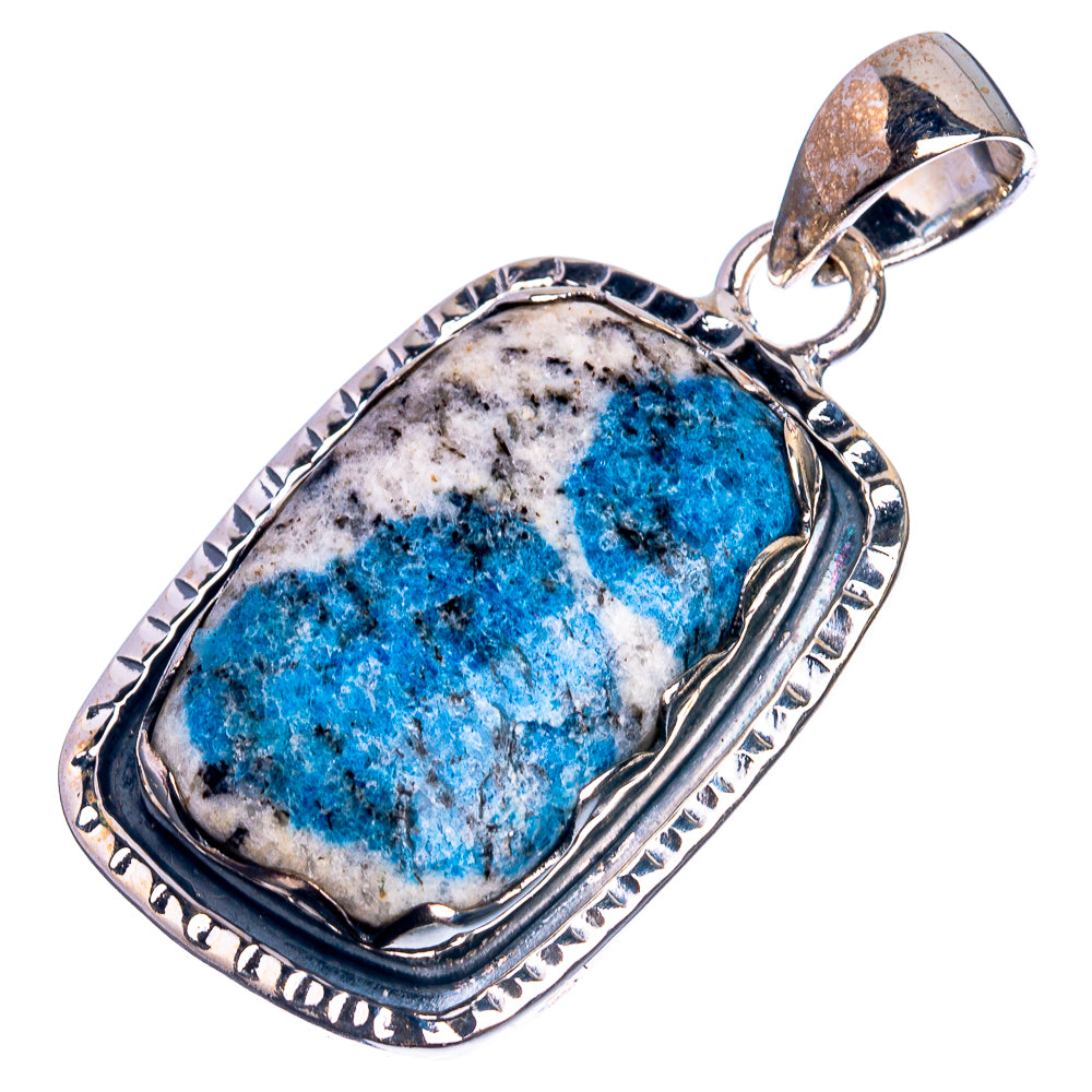 K2 Blue Azurite 925 Sterling Silver Pendant 1 5/8"
