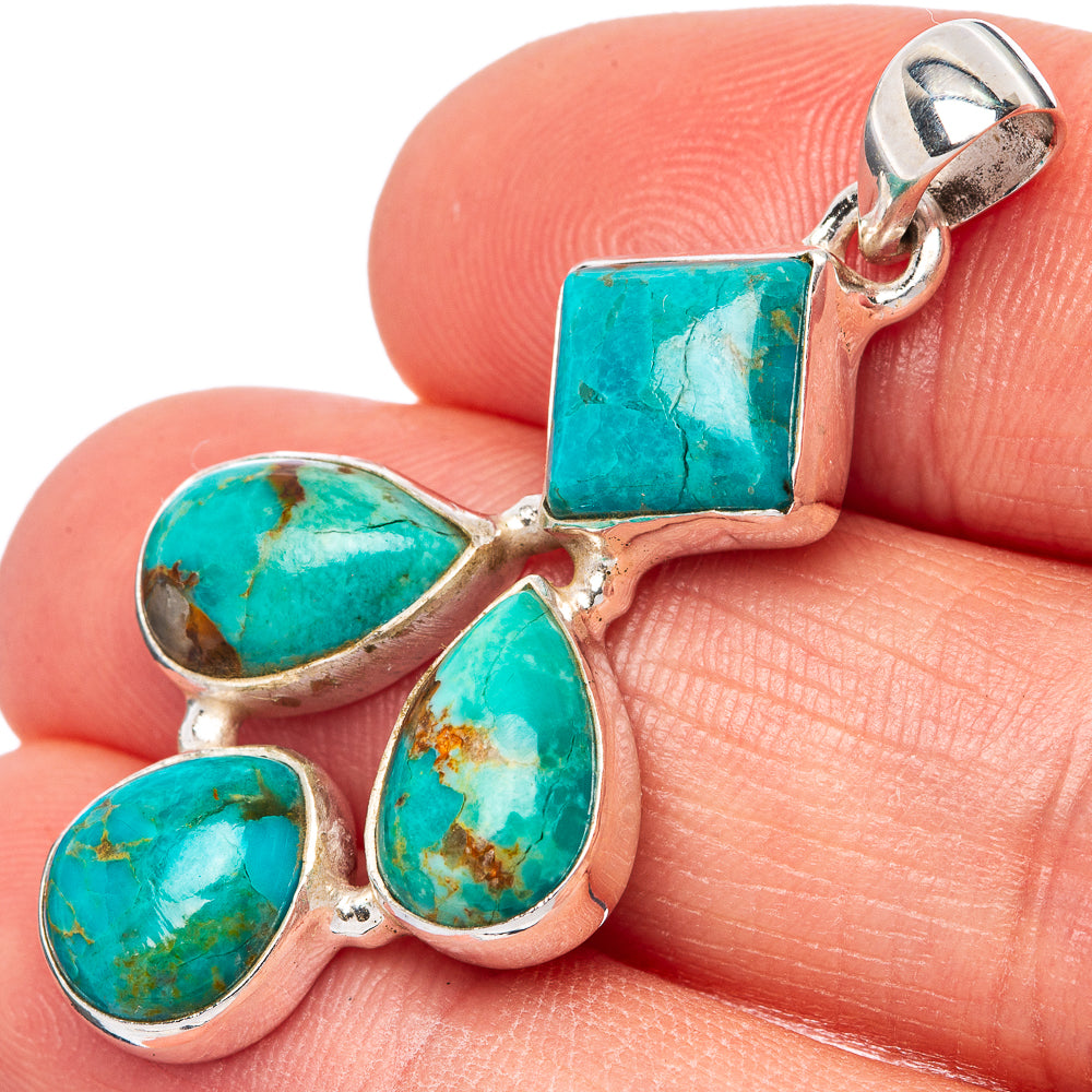Kingman Turquoise Pendant 1 5/8" (925 Sterling Silver) P42781